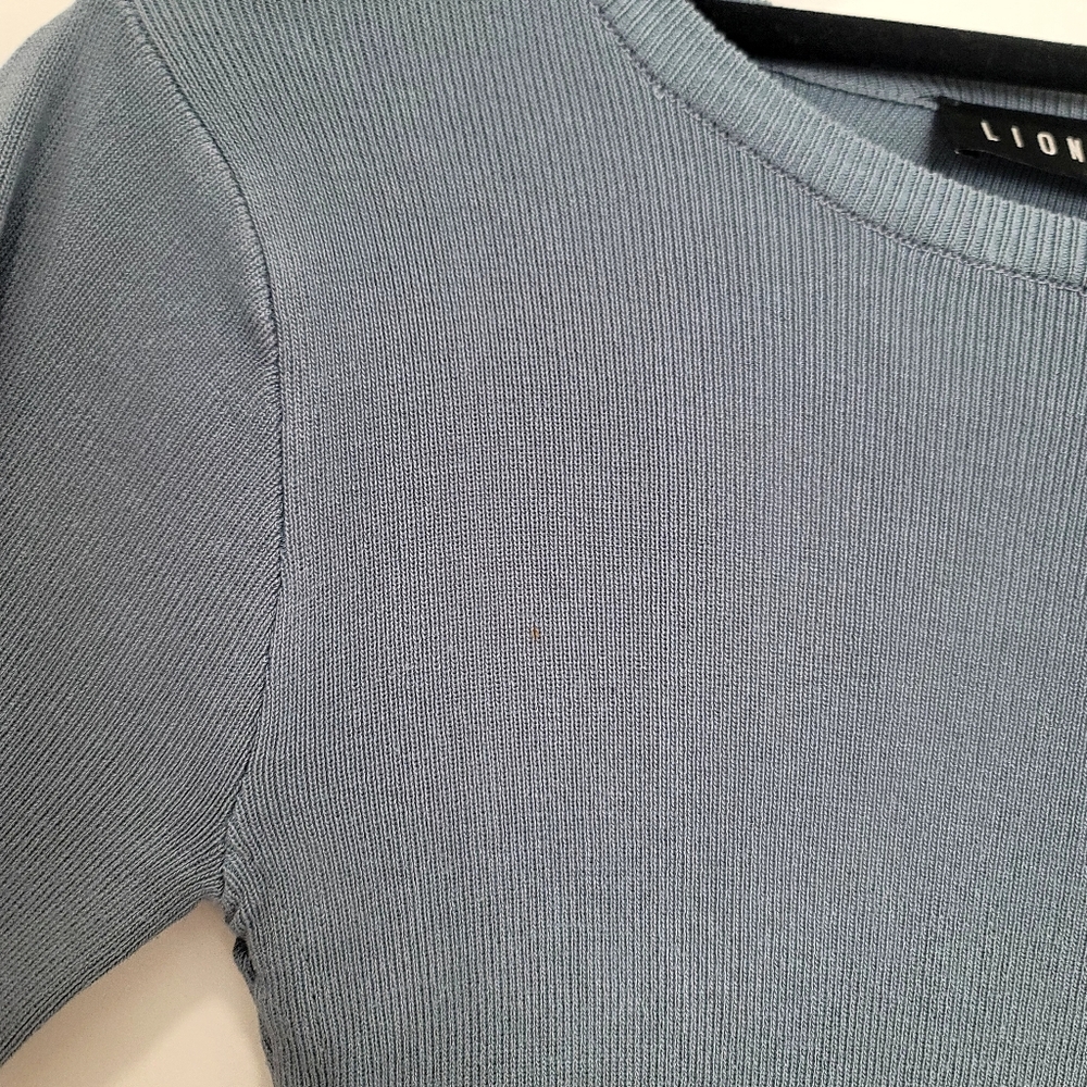 Lioness Blue Military Minds Ruched Mini Dress Size XS Long Sleeve Bodycon - Picture 7 of 17